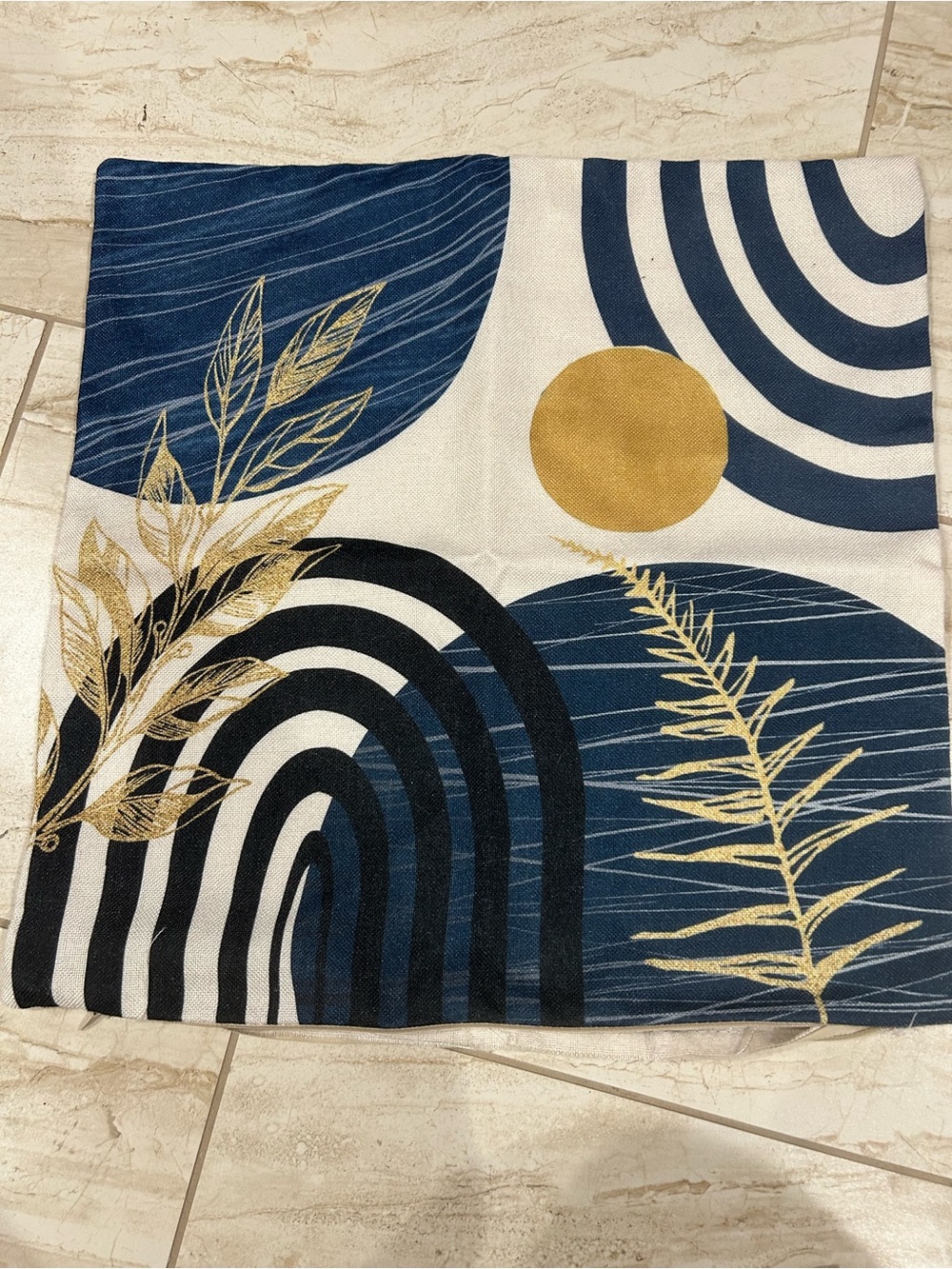 Pair of 2 18in Boho/Abstract Botanical Throw Pillow Cover